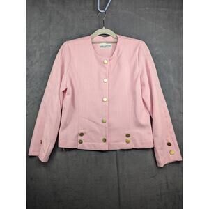 Pablo Collection Blazer Womens Pink Size 10 Jacket Gold Buttons Vintage
